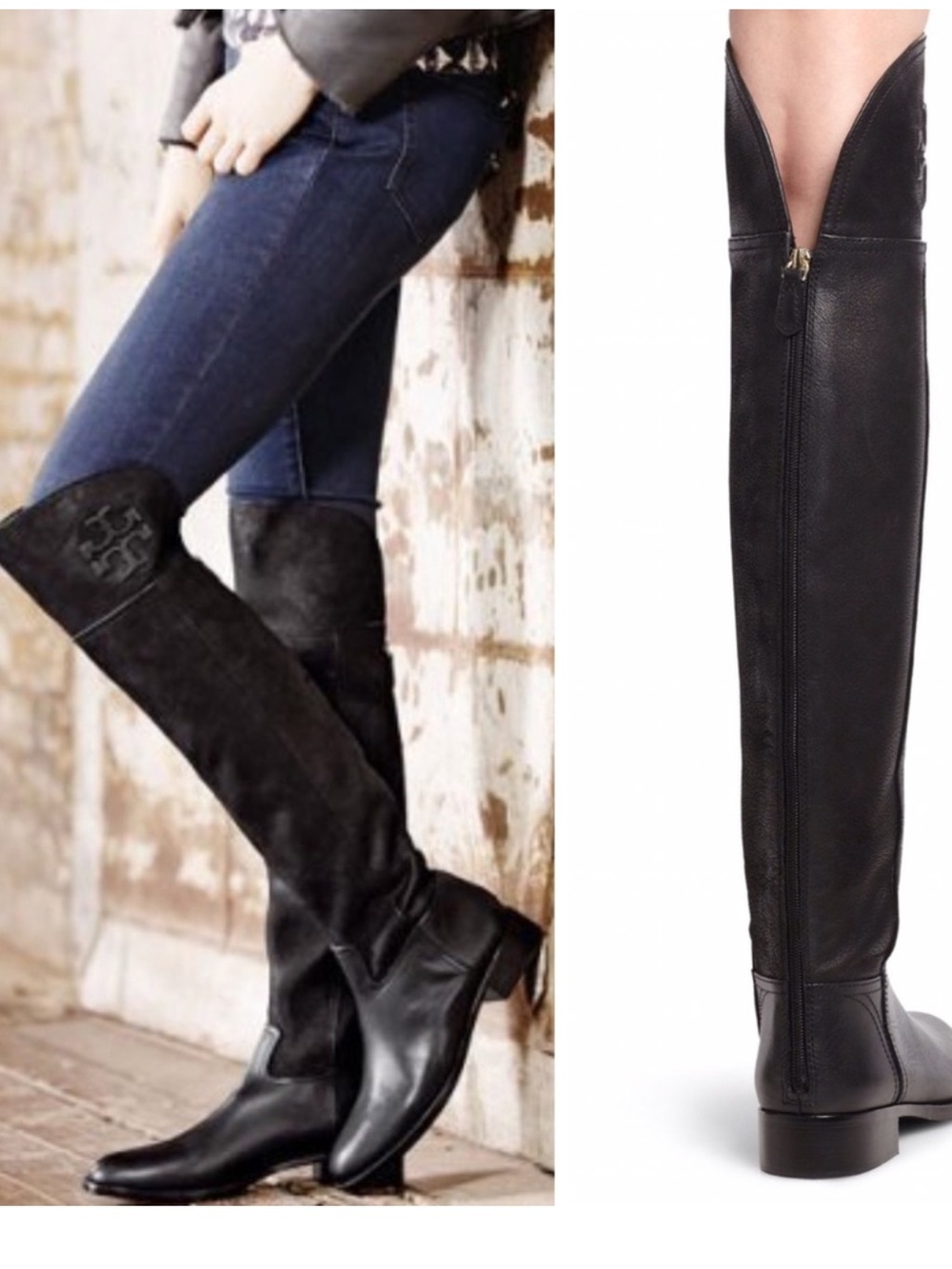 🪻Tory Burch Black Leather Over-the-Knee Boots - Picture 6 of 7